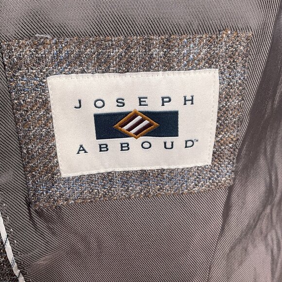 Joseph Abboud Blazer Men 52R Brown Blue Plaid Heritage E Thomas Wool Silk Jacket - Picture 5 of 13